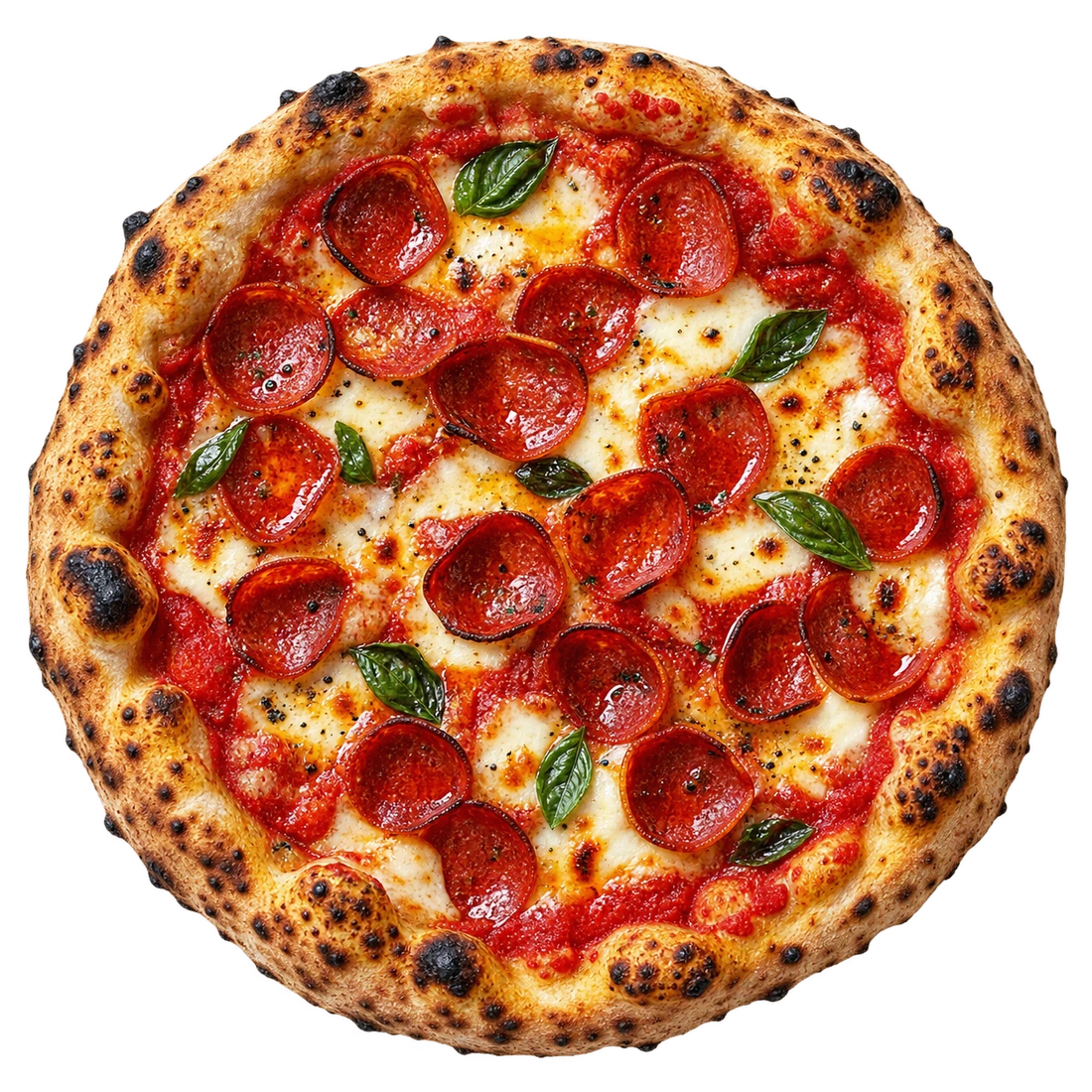 Čerstvo upečená pizza Diavola s chrumkavým okrajom